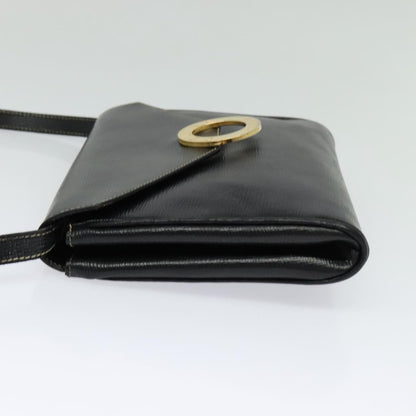 Celine Circle Logo Shoulder Bag Leather, Black, Leather, Shoulder Bag