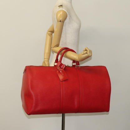 Louis Vuitton Keepall Bag Epi Leather, RED, LEATHER, Travel bag