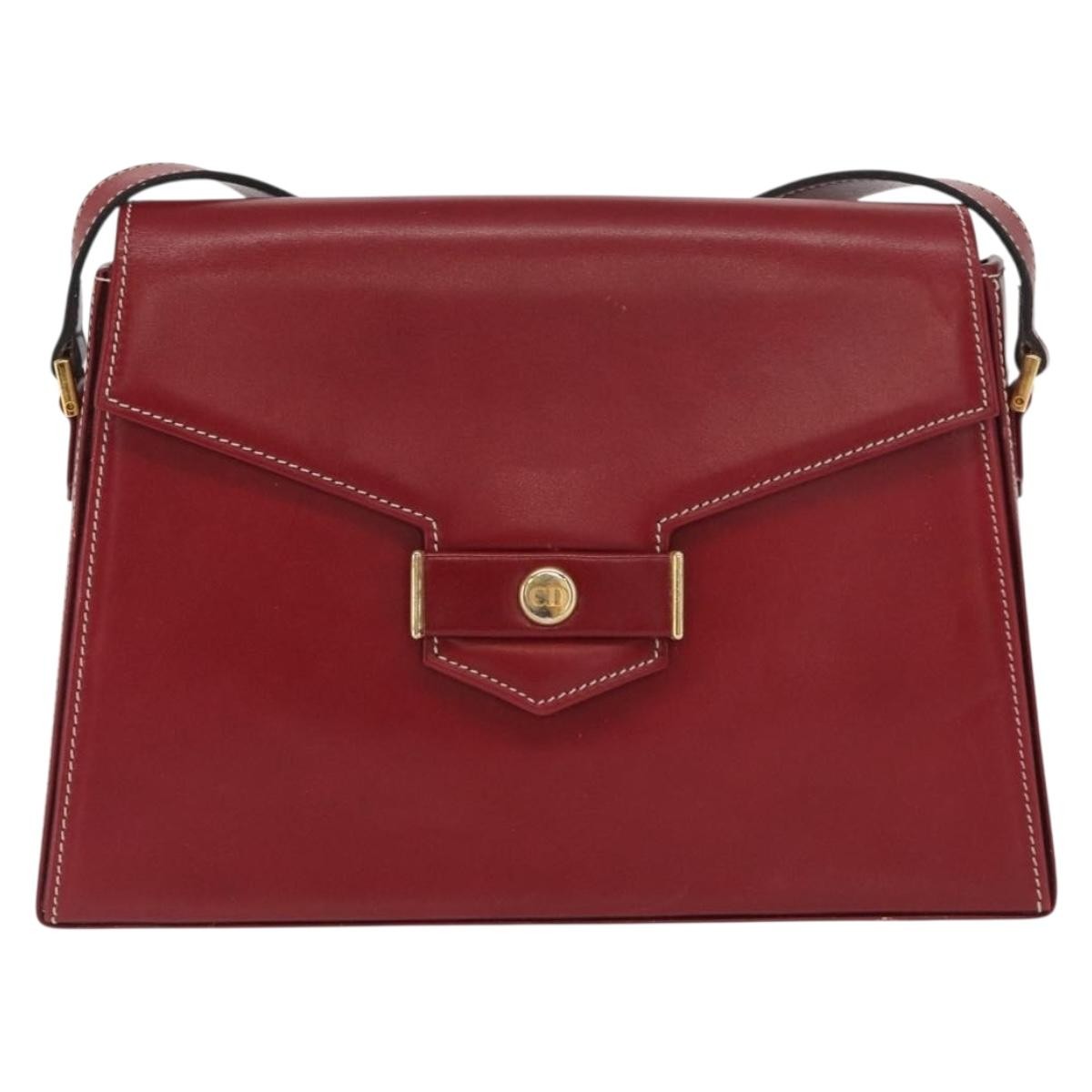 Christian Dior Vintage CD Logo Shoulder Bag Leather, RED, LEATHER, Shoulder bag