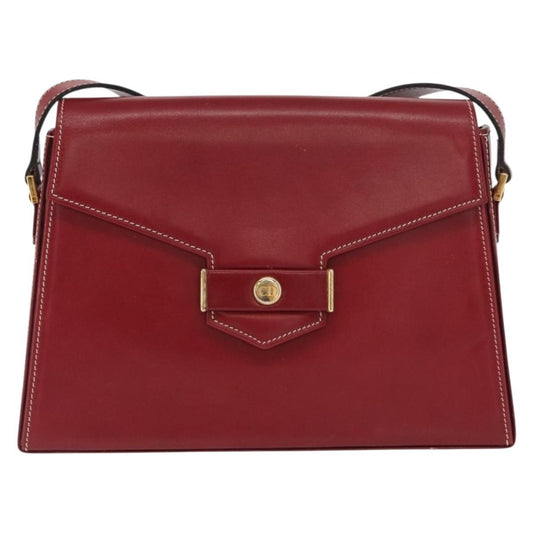 Christian Dior Vintage CD Logo Shoulder Bag Leather, RED, LEATHER, Shoulder bag