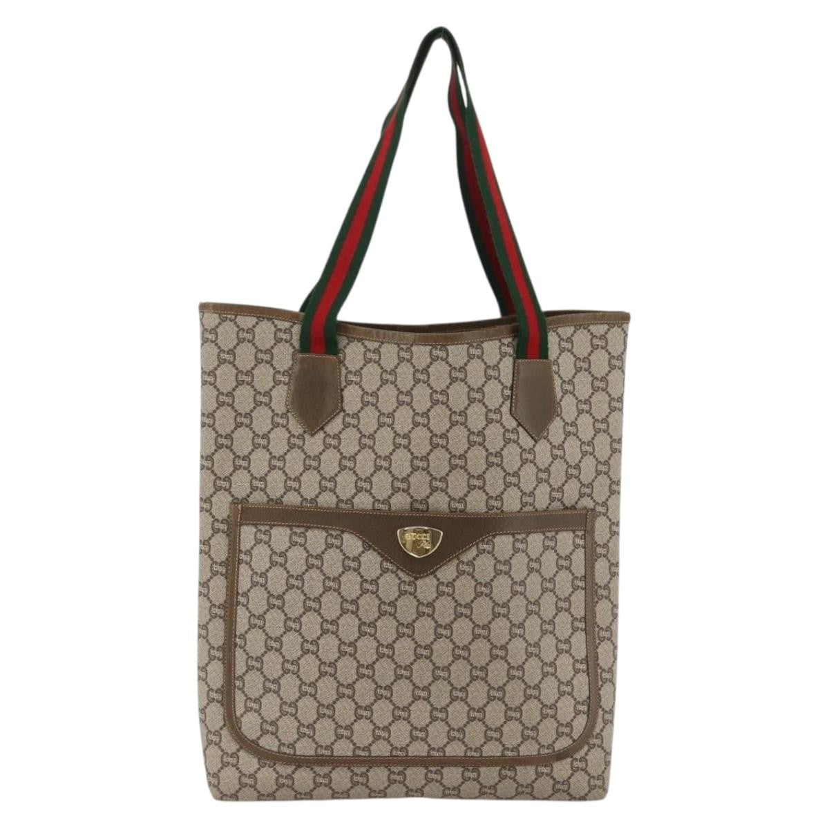 Gucci Ophidia Front Pocket Shopper Tote GG Coated Canvas, Beige, Canvas, Tote Bag