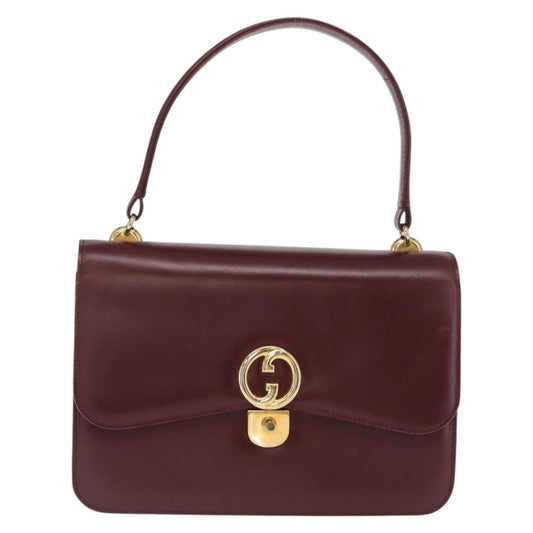 Gucci Vintage Handbag Leather, BURGUNDY, LEATHER, Handbag