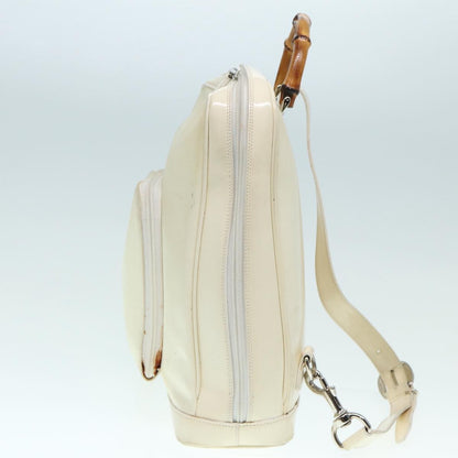 Gucci Vintage Bamboo Backpack Nylon and Patent Leather, WHITE, NYLON, Backpack