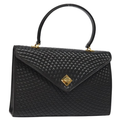 Bally Vintage Handbag Quilted Leather, BLACK, LEATHER, Handbag
