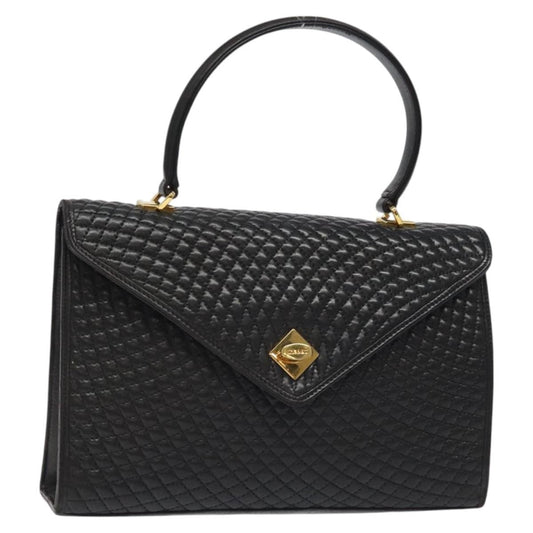 Bally Vintage Handbag Quilted Leather, BLACK, LEATHER, Handbag