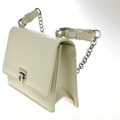 Salvatore Ferragamo Gancini Shoulder Bag Leather, WHITE, LEATHER, Shoulder bag
