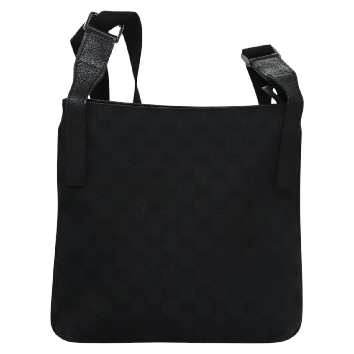 Gucci Vintage Flat Messenger Bag GG Canvas, BLACK, CANVAS, Shoulder bag
