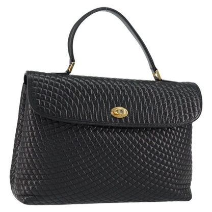 Bally Vintage Handbag Quilted Leather, BLACK, LEATHER, Handbag