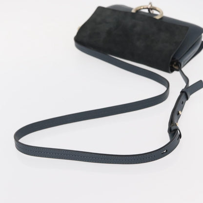 Chloe Faye Shoulder Bag Leather and Suede, GREEN, SUEDE, Shoulder bag