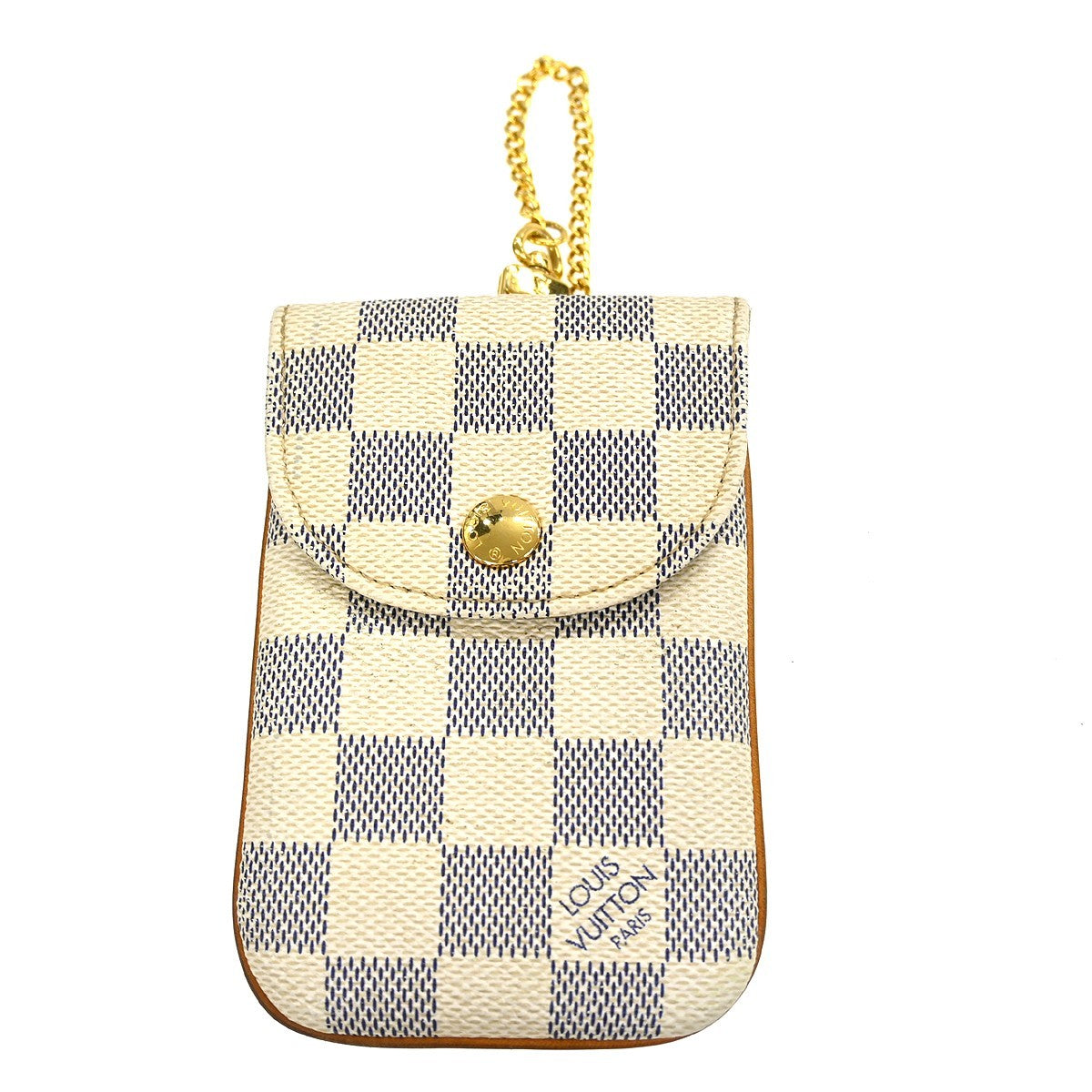 Louis Vuitton Étui Téléphone Damier Azur, WHITE, CANVAS, Wallets