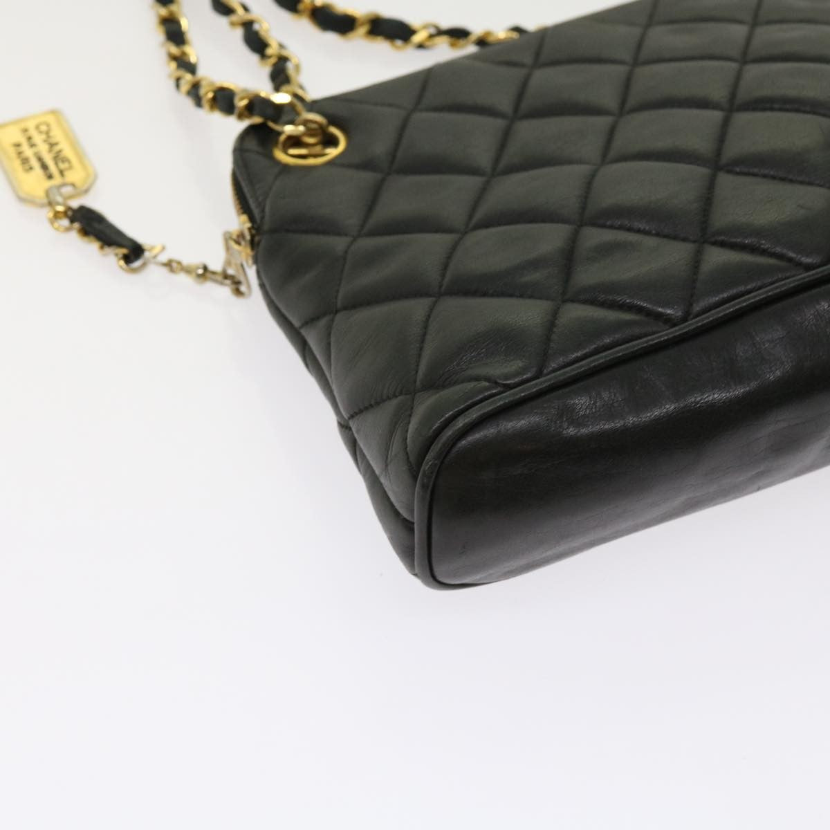 Chanel Chain Shoulder Bag Matelasse, BLACK, LEATHER, Shoulder bag