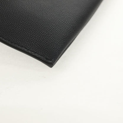Saint Laurent Classic Monogram Zip Bill Pouch Leather, BLACK, LEATHER, Clutche & pouche