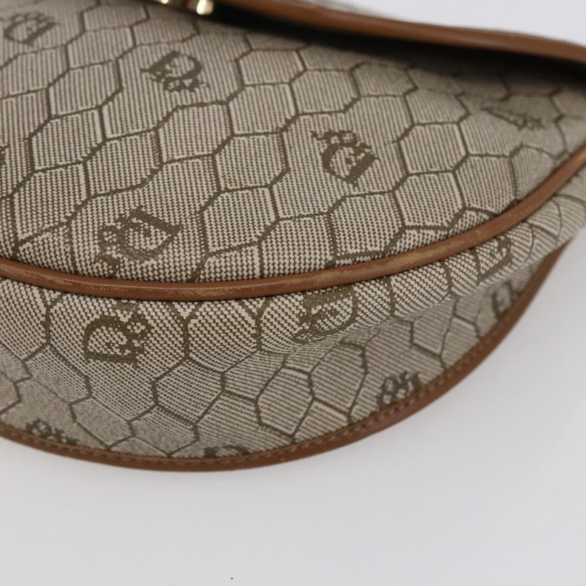 Christian Dior Vintage Honeycomb Flap Crossbody Bag Coated Canvas, BEIGE, CANVAS, Shoulder bag
