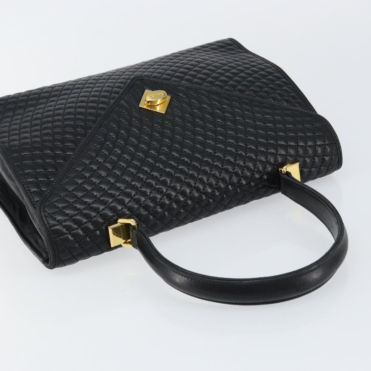 Bally Vintage Flap Handbag Quilted Leather, Black, Leather, Handbag