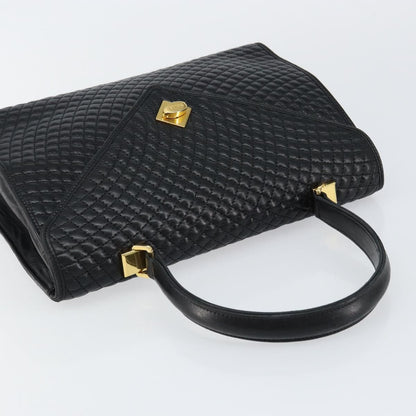 Bally Vintage Flap Handbag Quilted Leather, Black, Leather, Handbag