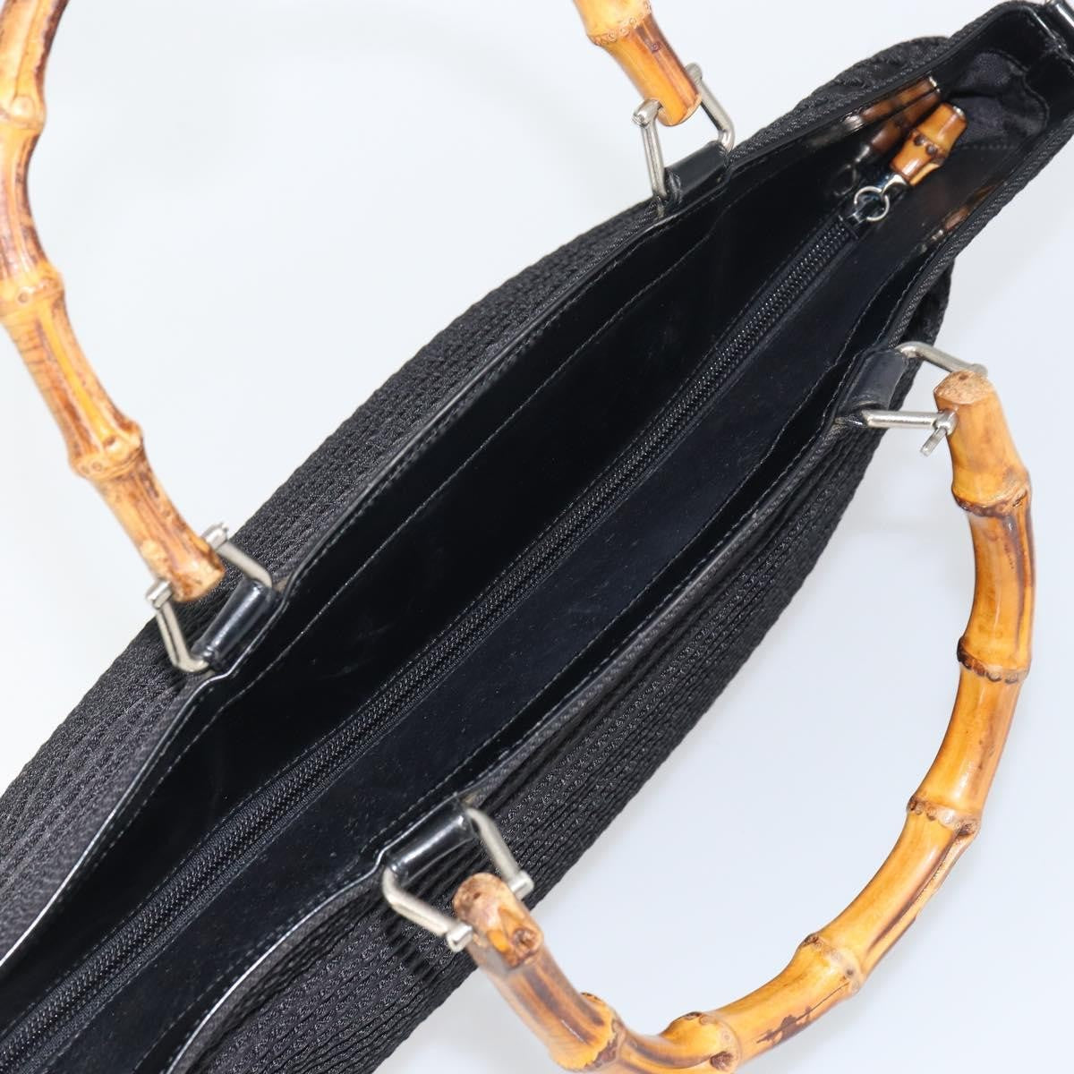 Gucci Vintage Bamboo Handle Bag Nylon, Black, Nylon, Tote Bag