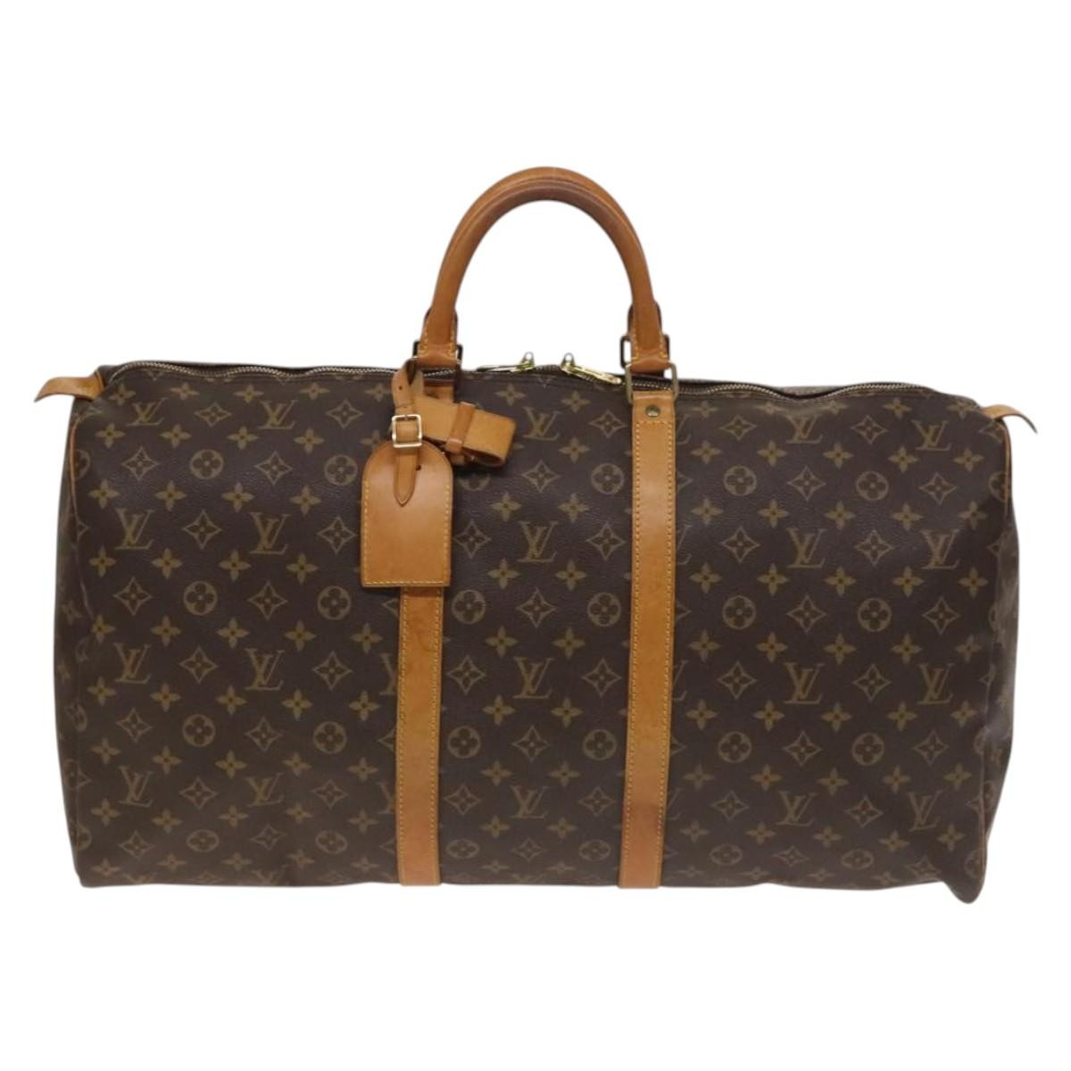 Louis Vuitton Keepall Bag Monogram Canvas, BROWN, CANVAS, Travel bag