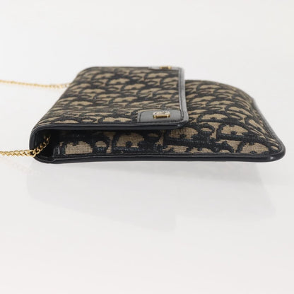 Christian Dior Vintage Trotter Flap Shoulder Bag Canvas, NAVY, CANVAS, Shoulder bag