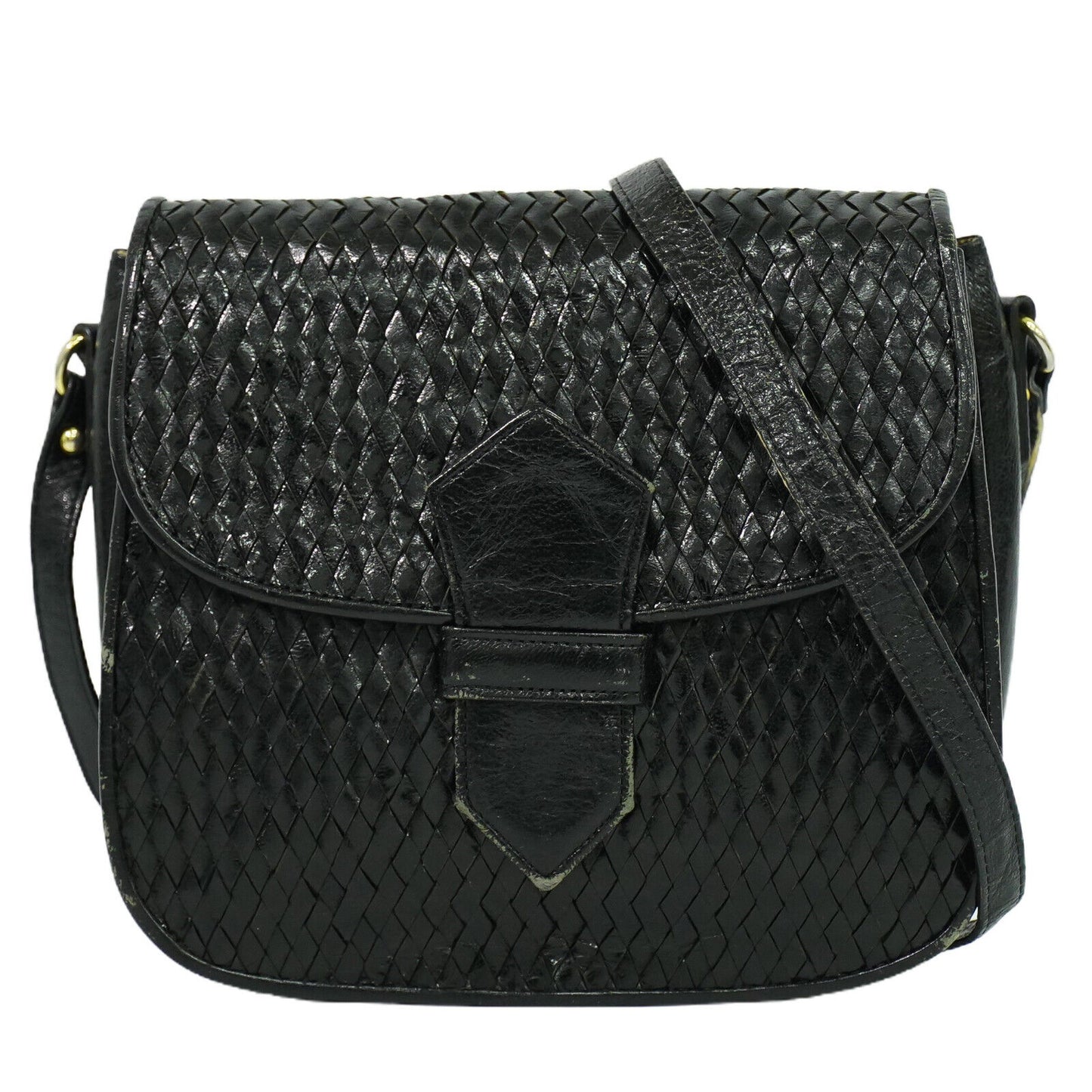 Saint Laurent Vintage Flap Crossbody Bag Leather, BLACK, LEATHER, Crossbody bag