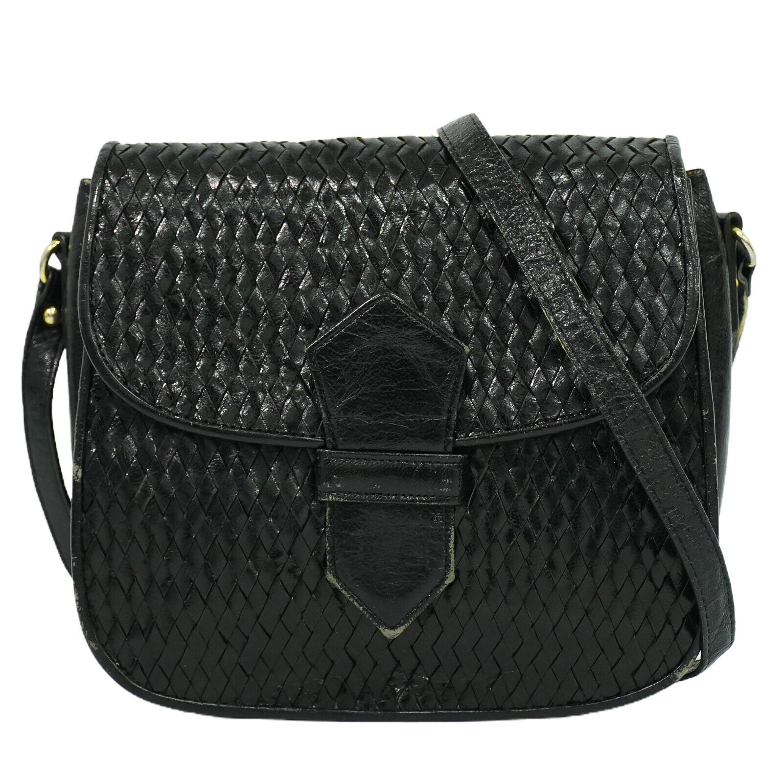 Saint Laurent Vintage Flap Crossbody Bag Leather, BLACK, LEATHER, Crossbody bag