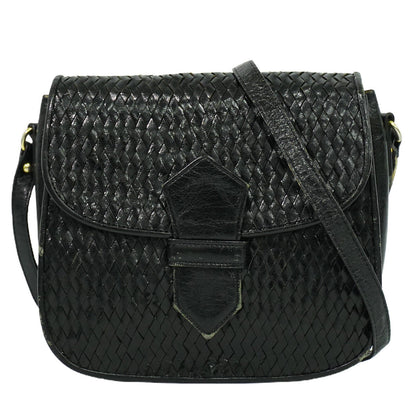 Saint Laurent Vintage Flap Crossbody Bag Leather, BLACK, LEATHER, Crossbody bag