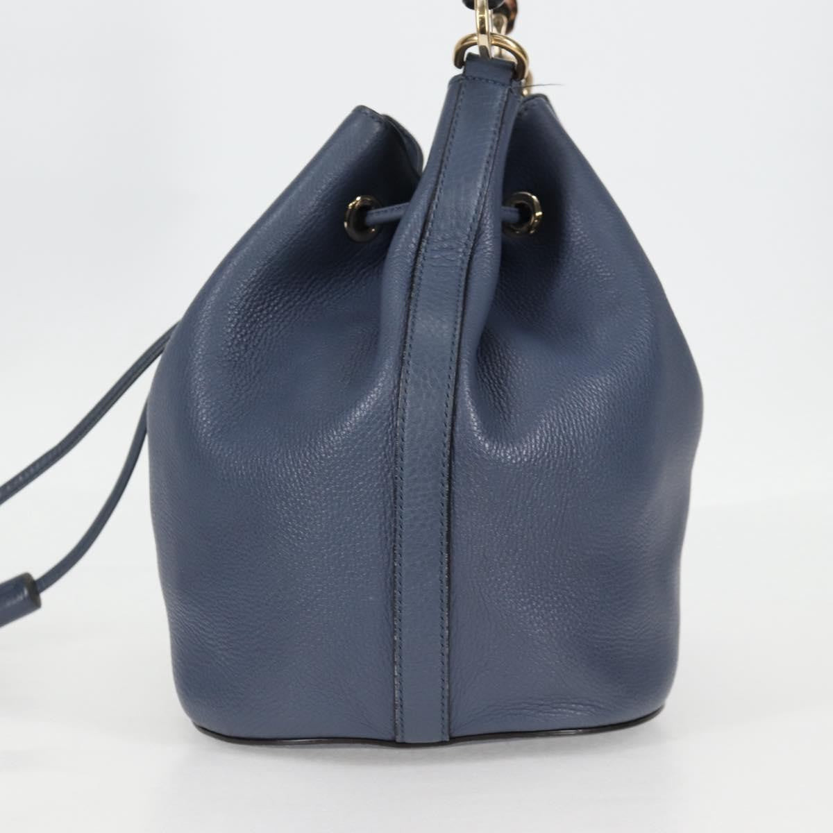 Gucci Miss Bamboo Bucket Bag Leather, BLUE, LEATHER, Handbag