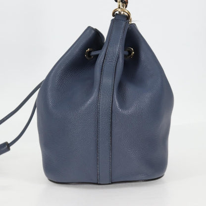 Gucci Miss Bamboo Bucket Bag Leather, BLUE, LEATHER, Handbag