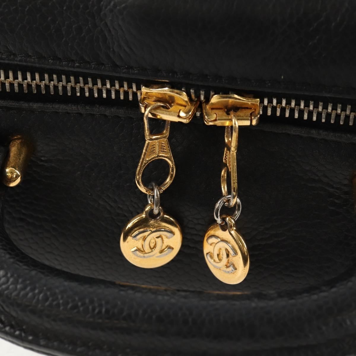 Chanel Vintage Timeless Zip Around Vanity Case Caviar, Black, Leather, Clutch