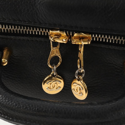 Chanel Vintage Timeless Zip Around Vanity Case Caviar, Black, Leather, Clutch