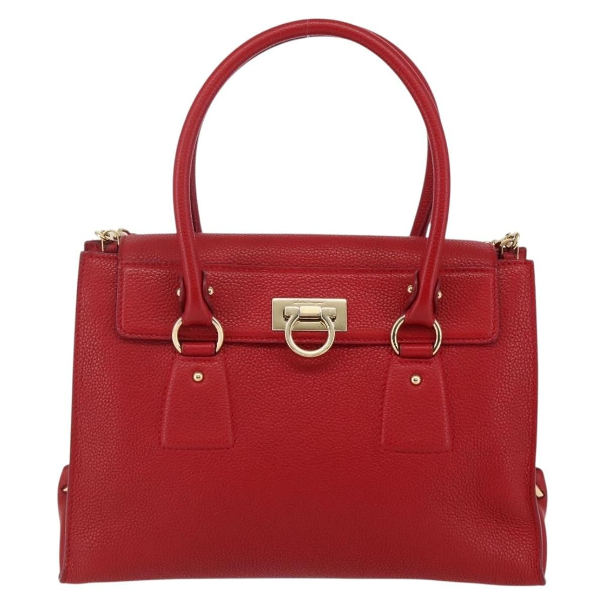 Salvatore Ferragamo Lotty Satchel Leather, RED, LEATHER, Handbag
