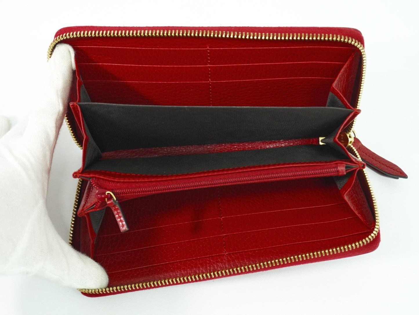 Gucci GG Marmont Zip Around Wallet Leather, RED, LEATHER, Wallets