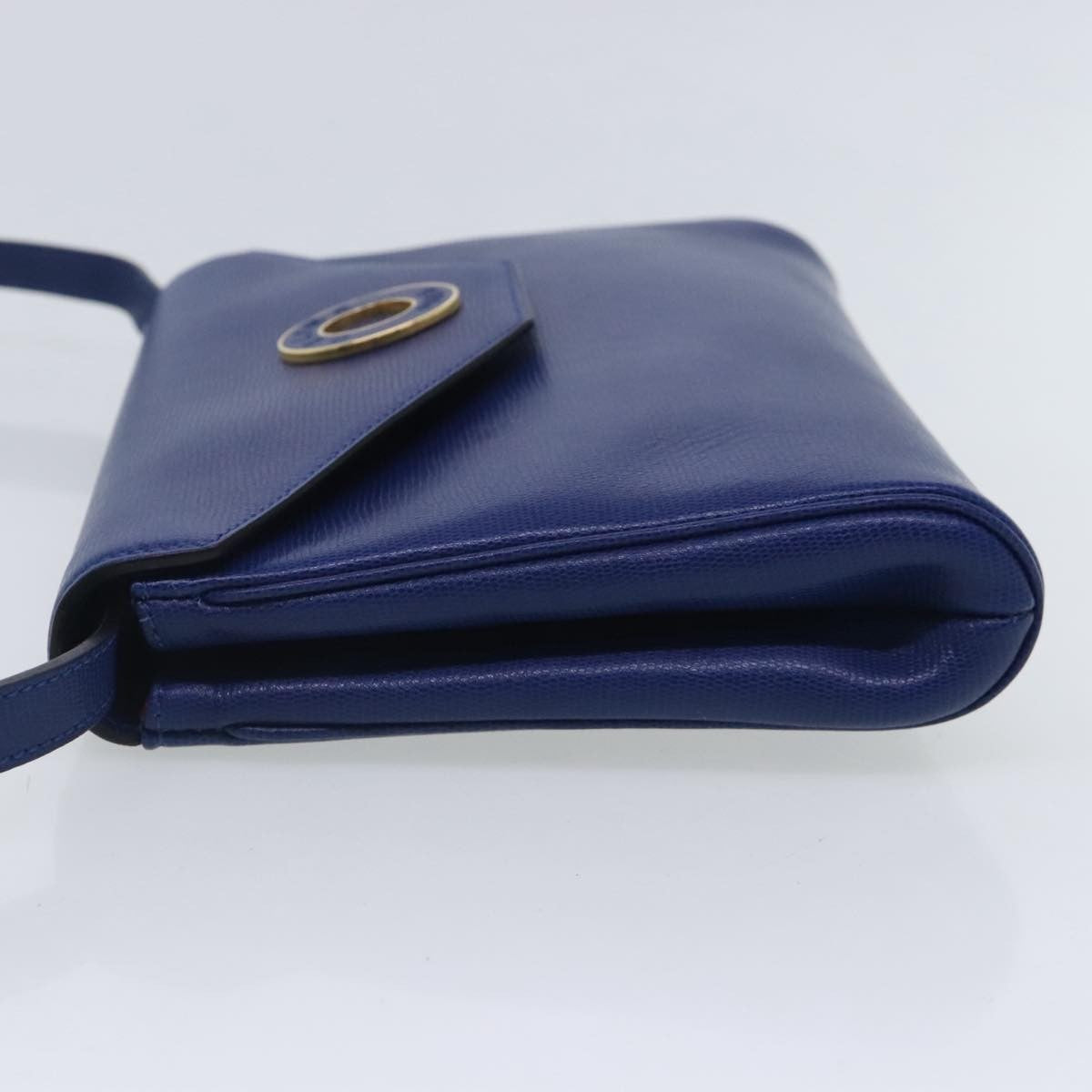 Celine Vintage Circle Logo Crossbody Bag Leather, BLUE, LEATHER, Crossbody bag