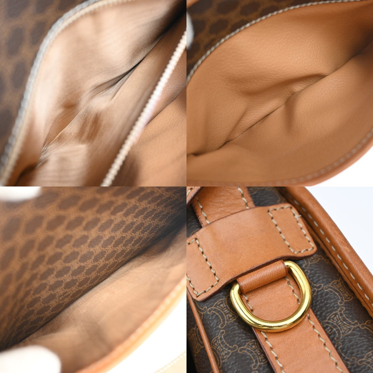 Celine Vintage Macadam Shoulder Bag Canvas and Leather, Brown, PVC, Shoulder Bag