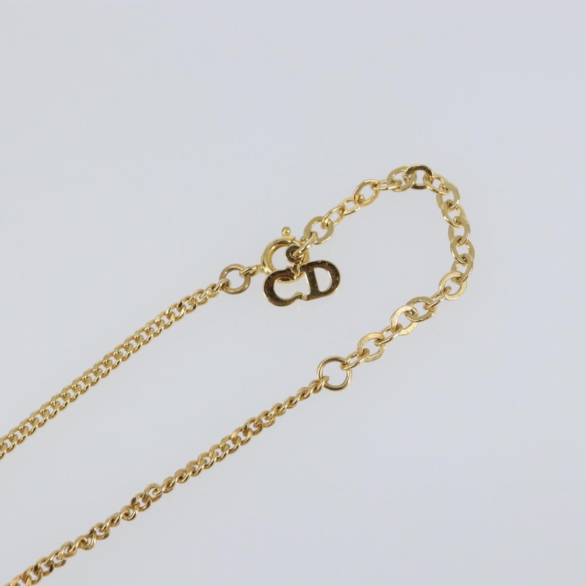 Christian Dior CD Pendant Necklace Metal and Crystals, GOLD, METAL, Necklace