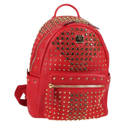 MCM Vintage Vicetos Backpack Leather, Red, Leather, Backpack