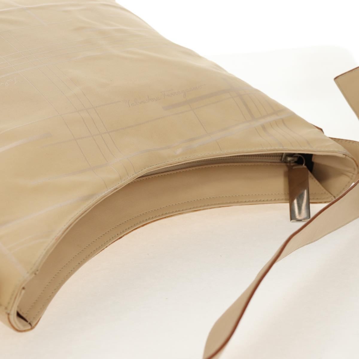Salvatore Ferragamo Vintage Shoulder Bag Nylon, Beige, Nylon, Shoulder Bag