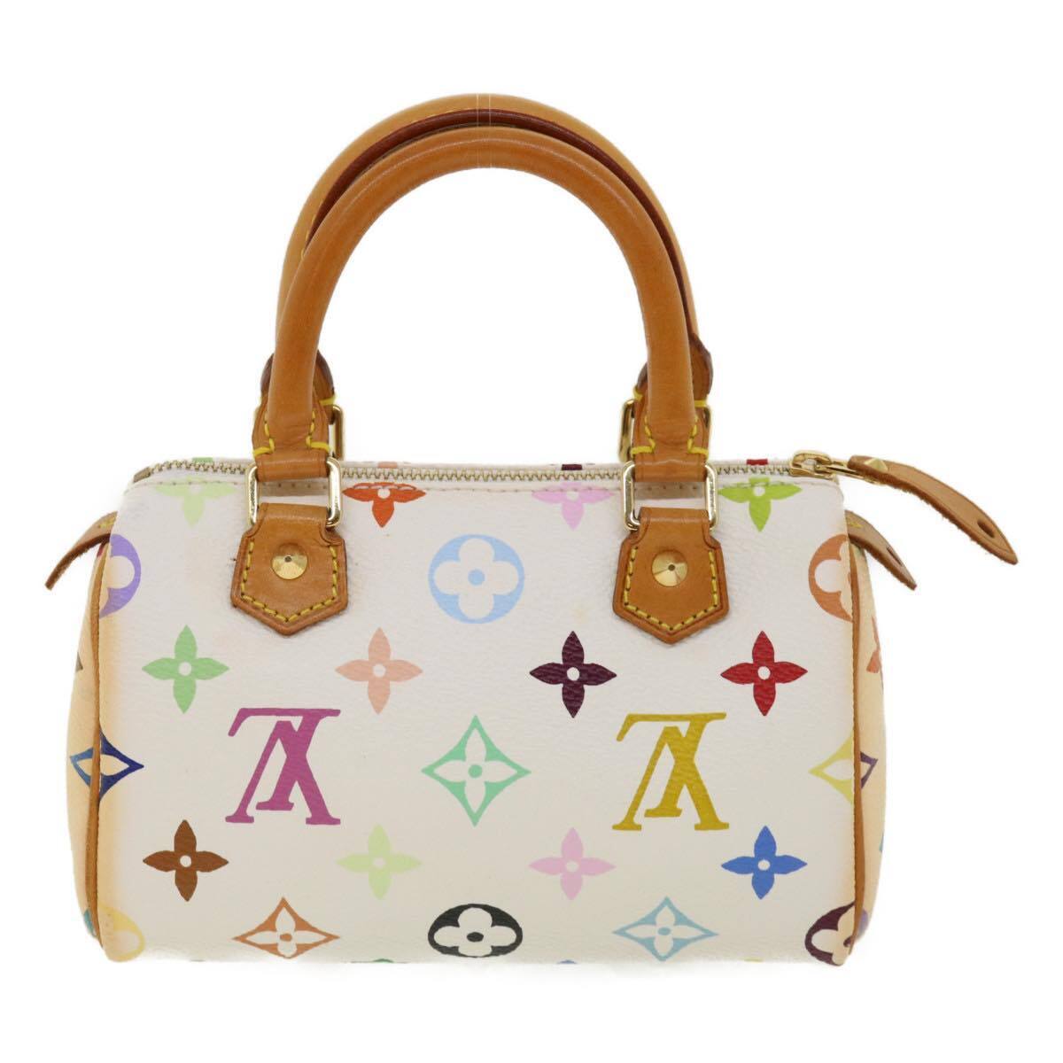 Louis Vuitton Speedy Mini HL Handbag Monogram Multicolor, WHITE, CANVAS, Handbag