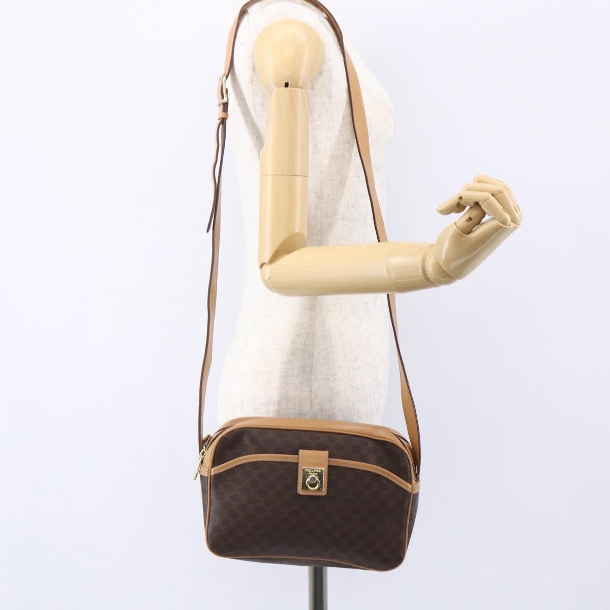 Celine Macadam Shoulder Bag PVC Leather, BROWN, PVC, Shoulder bag