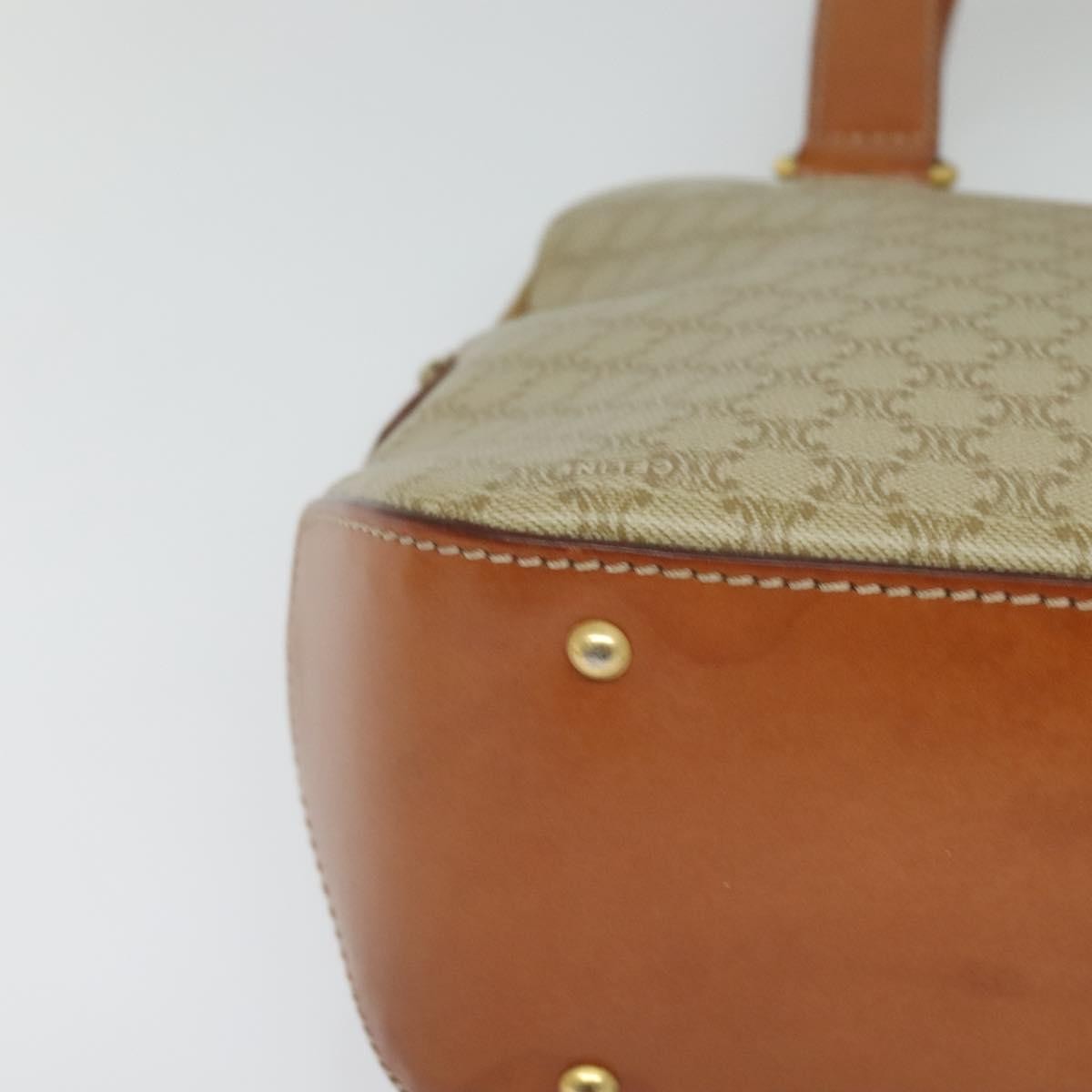 Celine Vintage Macadam Handbag Canvas, Beige, Canvas, Handbag
