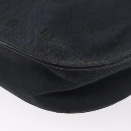 Christian Dior Vintage Honeycomb Flap Crossbody Bag Canvas and Leather, BLACK, CANVAS, Shoulder bag
