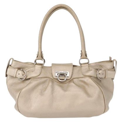 Salvatore Ferragamo Gancini handbag Leather, GOLD, LEATHER, Handbag