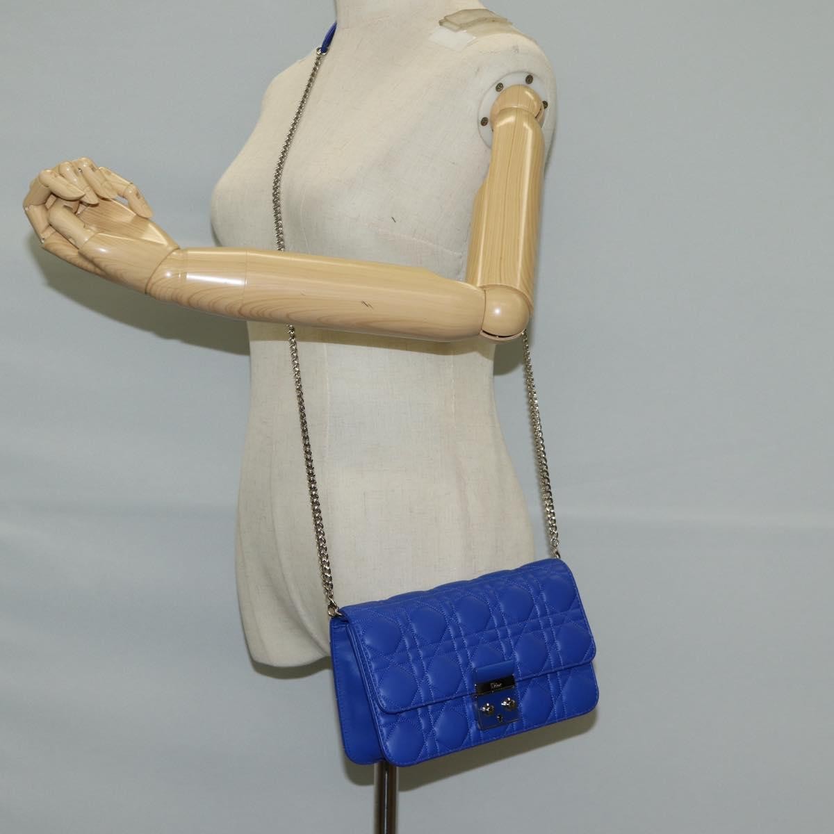 Christian Dior Miss Dior Promenade Pouch Cannage Quilt Lambskin, BLUE, LEATHER, Shoulder bag