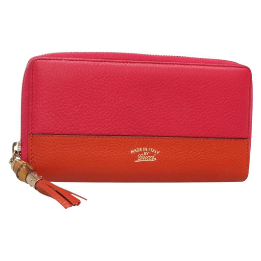 Gucci Bamboo Tassel Zip Wallet Leather, PINK, LEATHER, Wallets