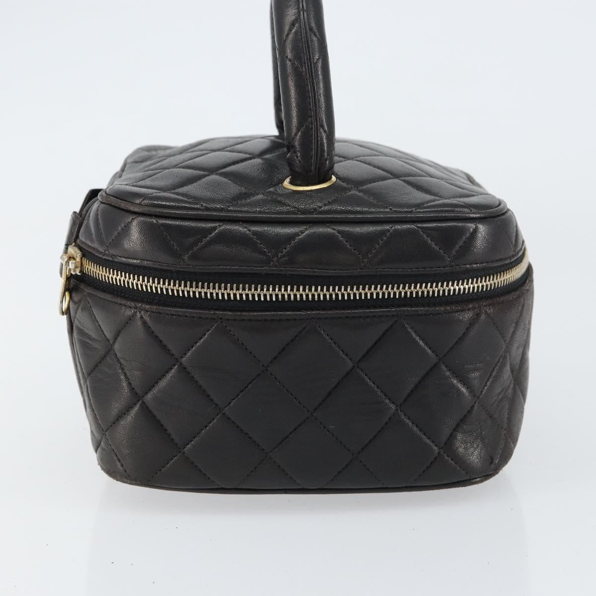 Chanel Vintage Cosmetic Case Quilted Lambskin, BLACK, LEATHER, Handbag