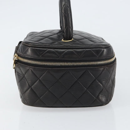 Chanel Vintage Cosmetic Case Quilted Lambskin, BLACK, LEATHER, Handbag