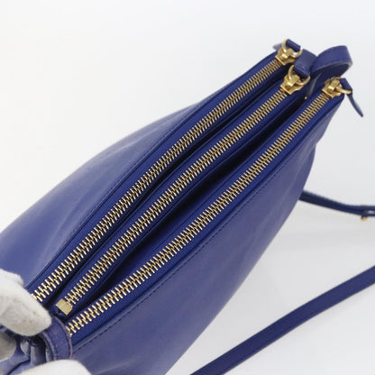 Celine Trio Crossbody Bag Leather, BLUE, LEATHER, Shoulder bag