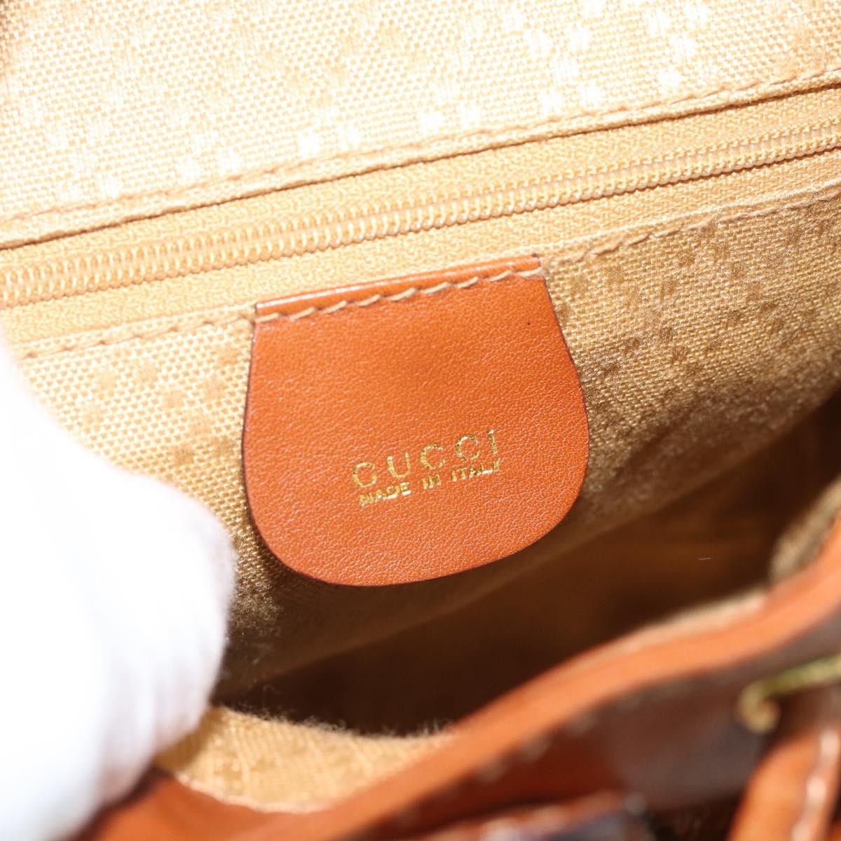 Gucci Vintage Bamboo Backpack Leather, Brown, Leather, Backpack