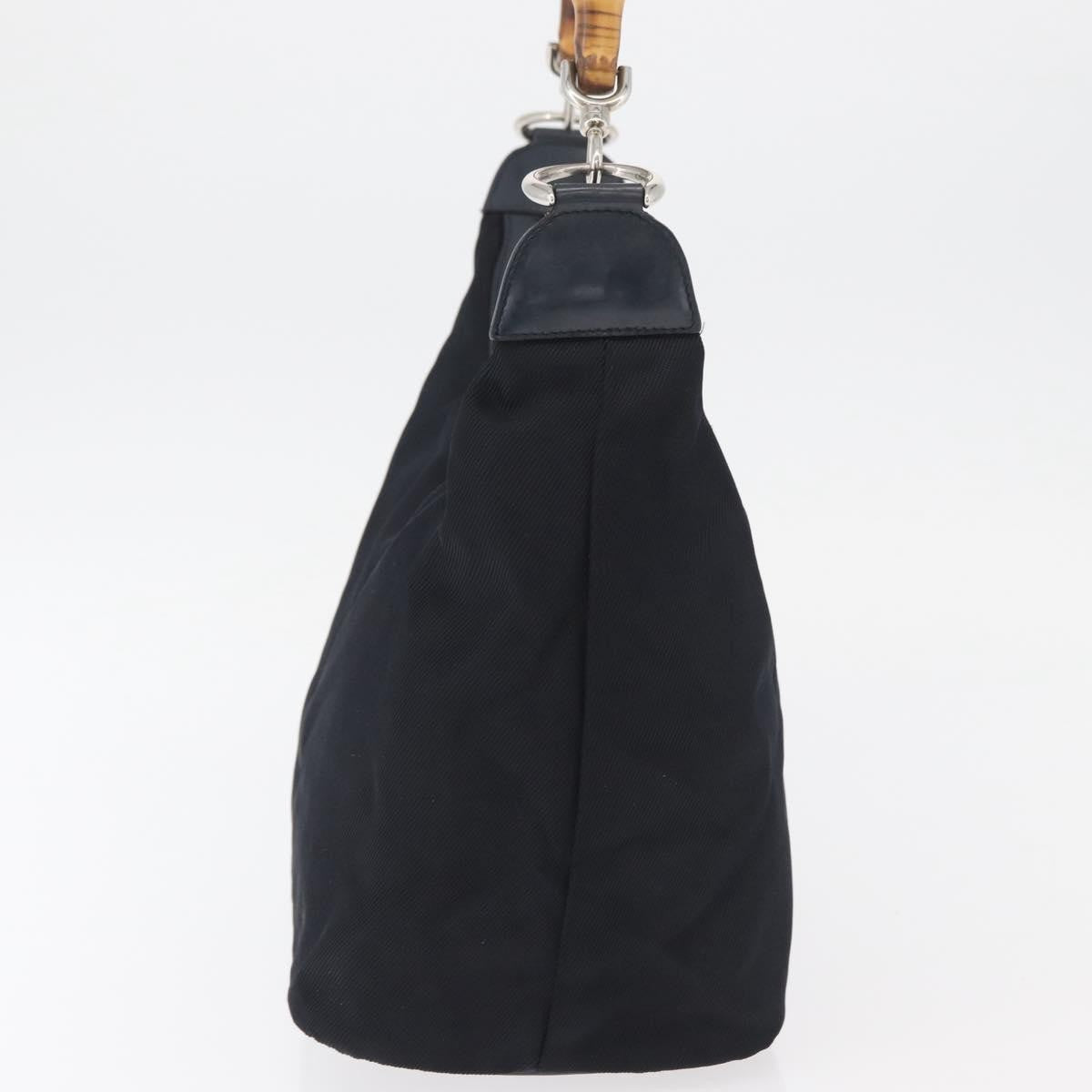 Gucci Vintage Bamboo Hobo Nylon, Navy, Nylon, Shoulder Bag