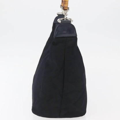 Gucci Vintage Bamboo Hobo Nylon, Navy, Nylon, Shoulder Bag