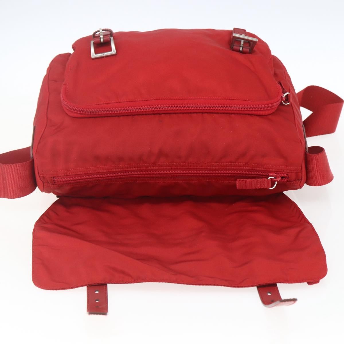Prada Zip Buckle Messenger Bag Tessuto, Red, Nylon, Shoulder Bag
